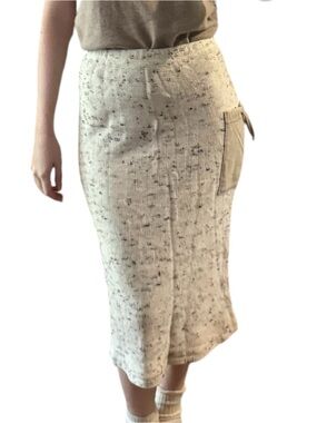 Cream Speckled Knit Pencil Skirt